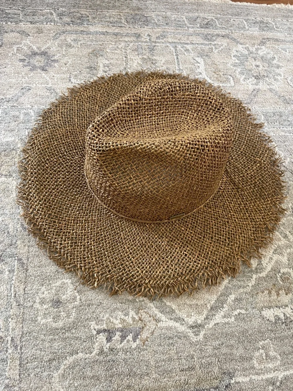 Gigi Pip Wide Brim Woven Straw Sun Hat - Brown - Picture 1 of 4